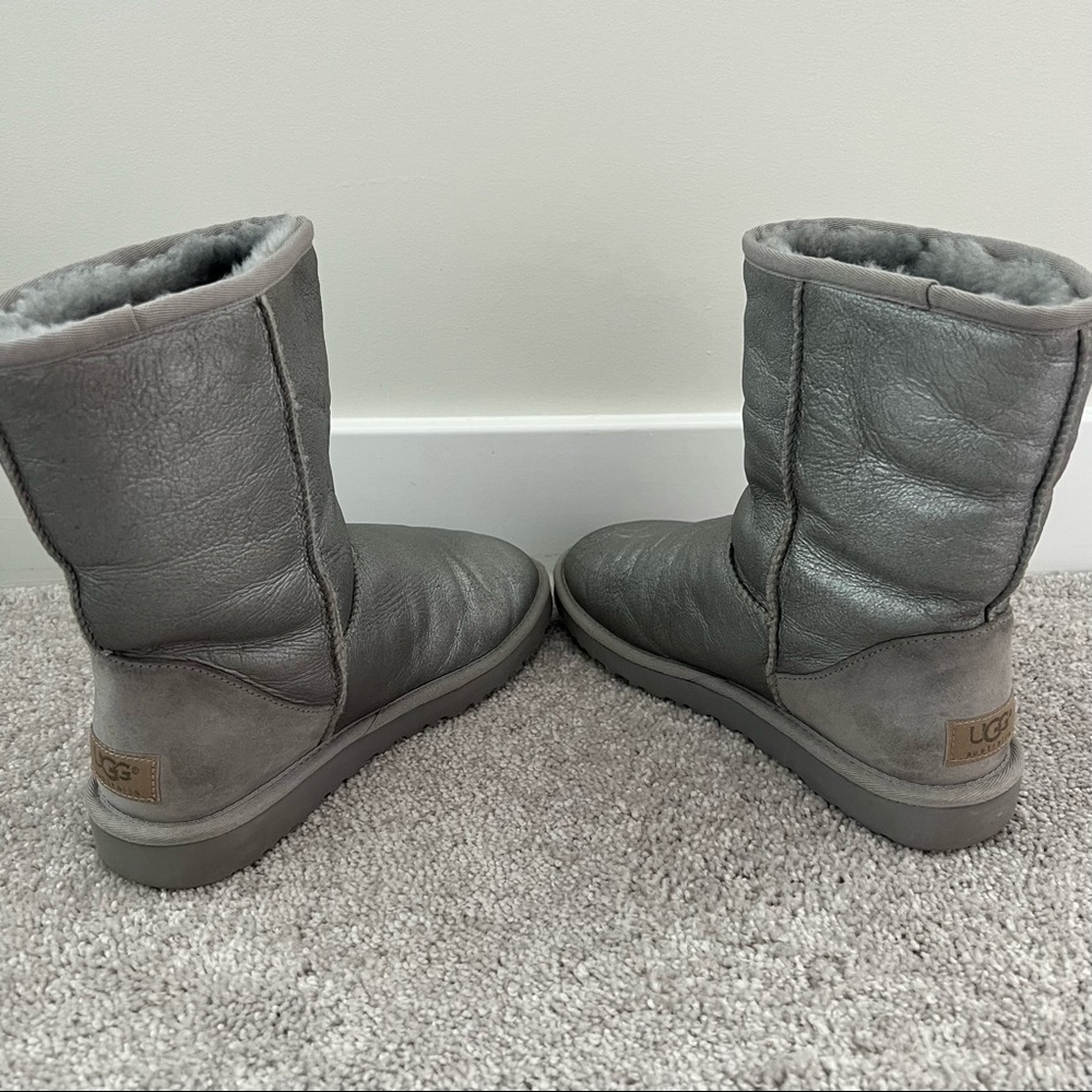 Silver Metallic Classic Short Ugg Boots - Picture 4 of 6